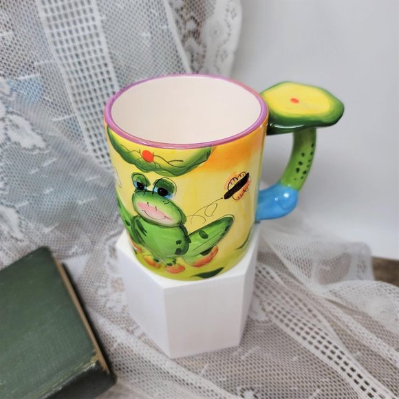 Frog Coffee Mug Lilly Pad Handle Tea Cup - Picture 7 of 8